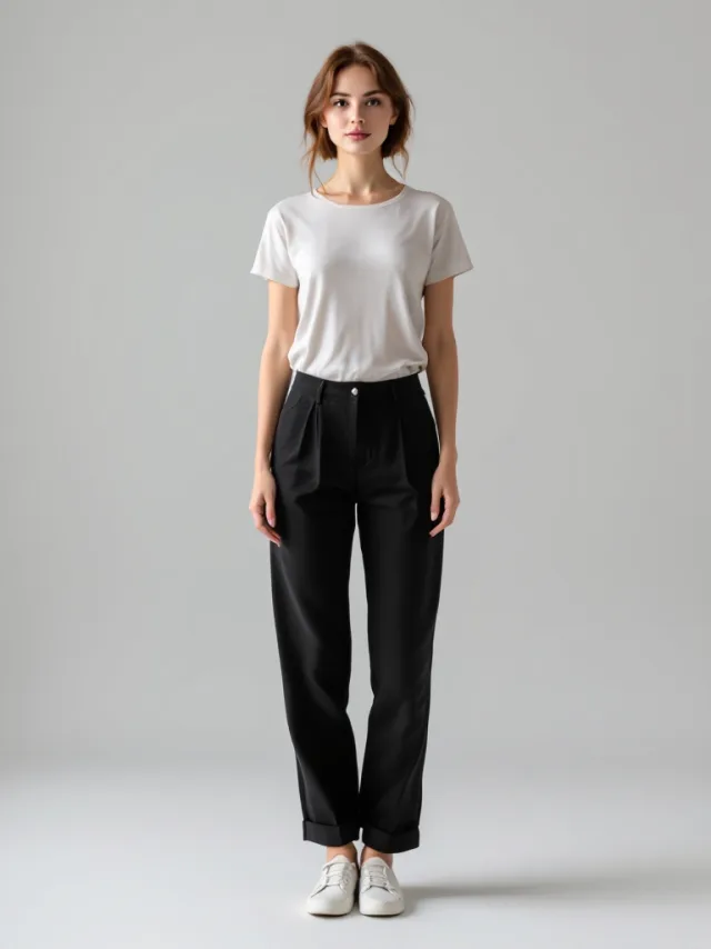 The bundled demo model photo, wearing a plain white tee